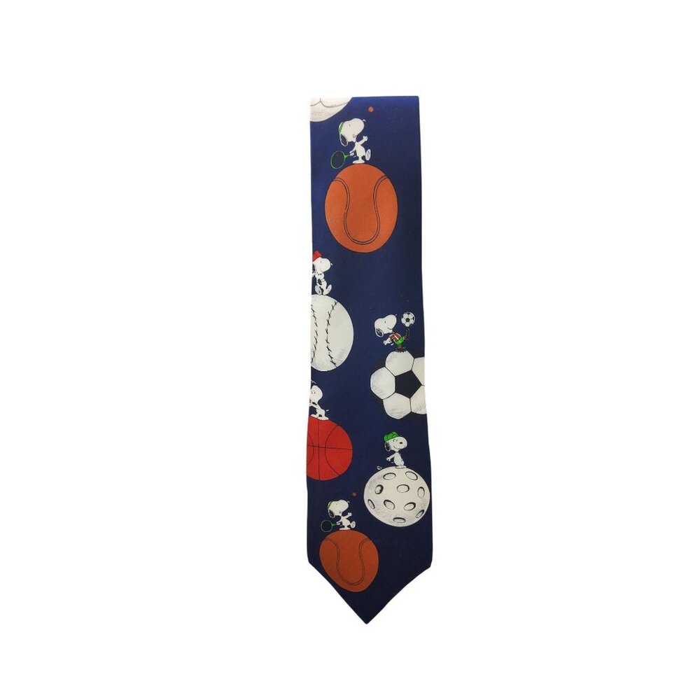 Vintage Salant Menswear Group Peanuts Sports-Themed Tie Featuring Snoopy & Sport